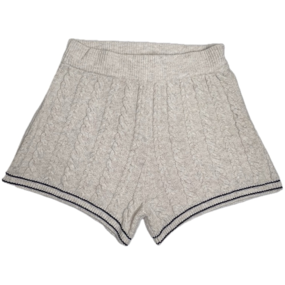 PINK VS Shorts Collegiate Cableknit Lounge High Waist Cream Oatmeal Navy Medium